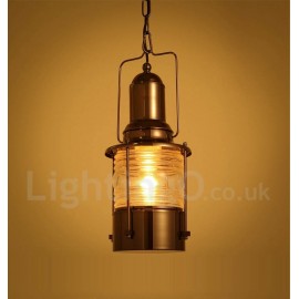 Retro Vintage Esszimmer 1 Licht Laterne Kupfer Pendelleuchte