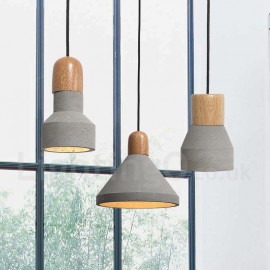 Einzellicht Moderne zeitgenössische Esszimmer Schlafzimmer Holz Beton Pendelleuchte für Arbeitszimmer Büro Lampe