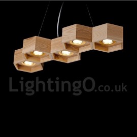 5 Licht Holz Esszimmer Wohnzimmer Schlafzimmer LED Moderne Zeitgenössische Pendelleuchte