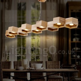 7 Licht Holz Esszimmer Wohnzimmer Schlafzimmer LED Moderne Zeitgenössische Pendelleuchte