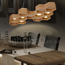 6 Licht Holz Esszimmer Wohnzimmer Schlafzimmer LED Moderne Zeitgenössische Pendelleuchte