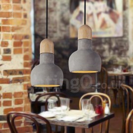 Retro Vintage Holz Beton Einzellicht Pendelleuchte für Esszimmer Wohnzimmer Schlafzimmer Lampe