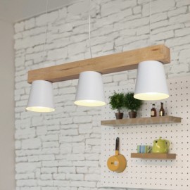 3 flammige moderne Pendelleuchte aus Holz für Esszimmer Wohnzimmer Schlafzimmer