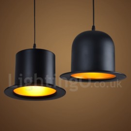 Schwarze Metallhutform 1 flammig Retro Vintage Pendelleuchte für Esszimmer Wohnzimmer Schlafzimmer Lampe