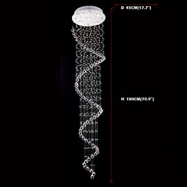 LED Kristall Pendelleuchten Kronleuchter Beleuchtung 5 Lichter Silber Baldachin Klar K9 Kristall Helix Deckenleuchten H180CM