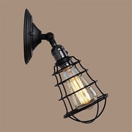 Mit Schalter Vintage 1 Licht Industrielle schwarze Metallkäfig Loft Wandlampe Wohnzimmer Esszimmer Flur Cafe Bars Bar Wandleuchte