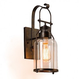 Retro Industrie Loft Laterne 1 Licht Wandleuchte mit klarem Glas