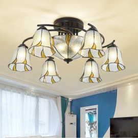 9 flammige LED Kronleuchter im mediterranen Stil für Badezimmer Wohnzimmer Schlafzimmer Esszimmer E27 Metall