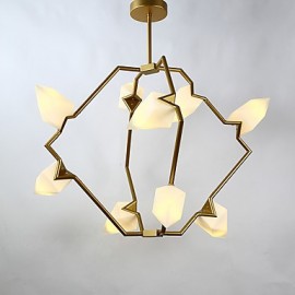 Postmoderne Kronleuchterlampe mit neun Lichtern aus Metall und Glas in Pfirsichfarbe für Schlafzimmer Kantine Bar Kaffeezimmer dekorative Pendelleuchte