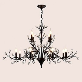 12 Lichter Kristall Kronleuchter Modern Zeitgenössisch Traditionell Klassisch Vintage Retro Country Malerei Feature für Wohnzimmer