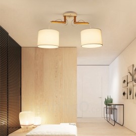 moderne Pendelleuchten aus hellem Holz mit Stoffschirm für Wohnzimmer Esszimmer Arbeitszimmer Schlafzimmer Bar