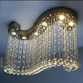 6 Lights Modern LED Crystal Ceiling Pendant Light Indoor Chandeliers Home Hanging Down Lighting Lamps Fixtures