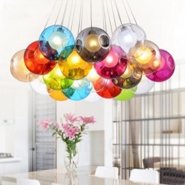 G4 220 V 12 cm Kreativ Die nordische Farbe stellt alte Bräuche wieder her Goldfischglas Kreative Glas Tropfenlampe LED Licht (Mehrere Glaskugeln mit einem festen Anhänger) (Bitte wählen Sie unten die Menge und Farbe der Glaskugel aus)