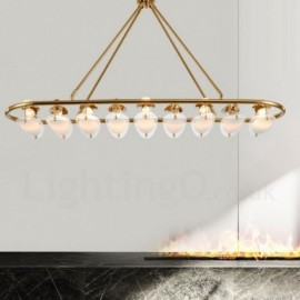 Moderne zeitgenössische 9 flammige Pendelleuchte aus Messing mit Glasschirm für Wohnzimmer Esszimmer Schlafzimmer Hotel