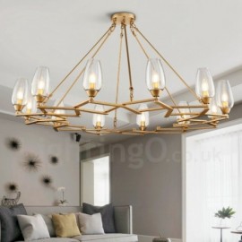 Moderne zeitgenössische 12 flammige Pendelleuchte aus Stahl mit Glasschirm für Wohnzimmer Esszimmer Schlafzimmer