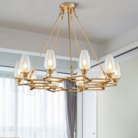 Moderne zeitgenössische 10 flammige Pendelleuchte aus Stahl mit Glasschirm für Wohnzimmer Esszimmer Schlafzimmer