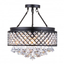 Modern / Contemporary 4 Light Drum Crystal Black Stainless Steel Chandelier