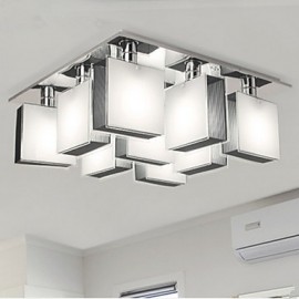 Modern Zeitgenössisch Chrom Metall Flush Mount Wohnzimmer Schlafzimmer Esszimmer Arbeitszimmer Büro