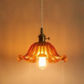 Vintage bunte gerippte Glas Anhänger Licht Blume Schatten Lampe mit Twist Schalter Licht