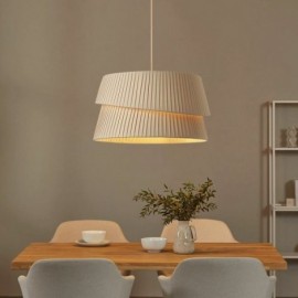 Pendelleuchte Französisch Creme Stil Doppelschicht Stoff Lampenschirm Deckenlampe