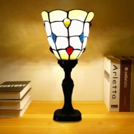 Vintage Tischlampe Buntglas Nachttischlampe Schreibtischlampe