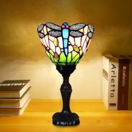 Tischlampe Libellen Vintage Buntglas Schreibtischlampe