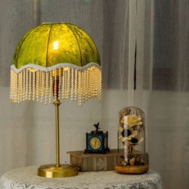 Stoff Tischlampe Französisch Matcha Green Pearl Tischleuchte