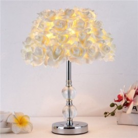 Europäische Kristall Tisch Lampe Rose Blume Nacht Lampe Hochzeit Party Dekoration Licht