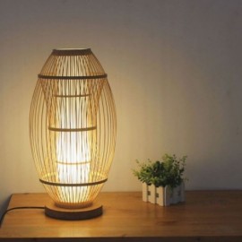 Elliptische Bambus Tisch Lampe Japanischen Kreative Schreibtisch Lampe Nachttisch Schreibtisch Licht