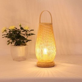 Elliptische Bambus Korb Tisch Lampe Hand Gewebt Spezielle Schreibtisch Lampe Zimmer Teestube Beleuchtung