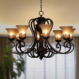 Kronleuchter Pendelleuchten 8 Lichter Vintage Country Insel Wohnzimmer Schlafzimmer Esszimmer Metall + Glas