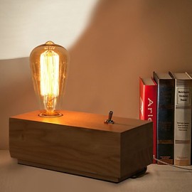 E27 20*10*7CM 15 20 20V Taste Schalter Edison Glühbirnen Schlafzimmer Nachttisch Echt holz Schreibtisch Lampe LED Licht