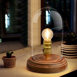 Nordische mediterrane Stil begaste Holz Schreibtischlampe für Lesezimmer Schlafzimmer Holzkunst Edison Glühbirne Tischlampe