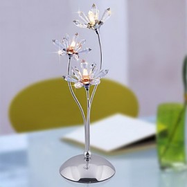 Tischlampe mit dreifachem Zweig und Kristallblume