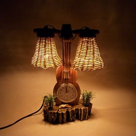 Valentinstag Kreative Einrichtungsgegenstände Geschenke Boutique Handwerk Die Violine Mit Holz Uhr Schreibtisch Lampe Led Licht